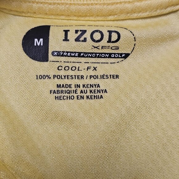 Izod XFG Mens Yellow Golf Polo Shirt M 100% Polyester Cool.fx Short Sleeve - Picture 3 of 8